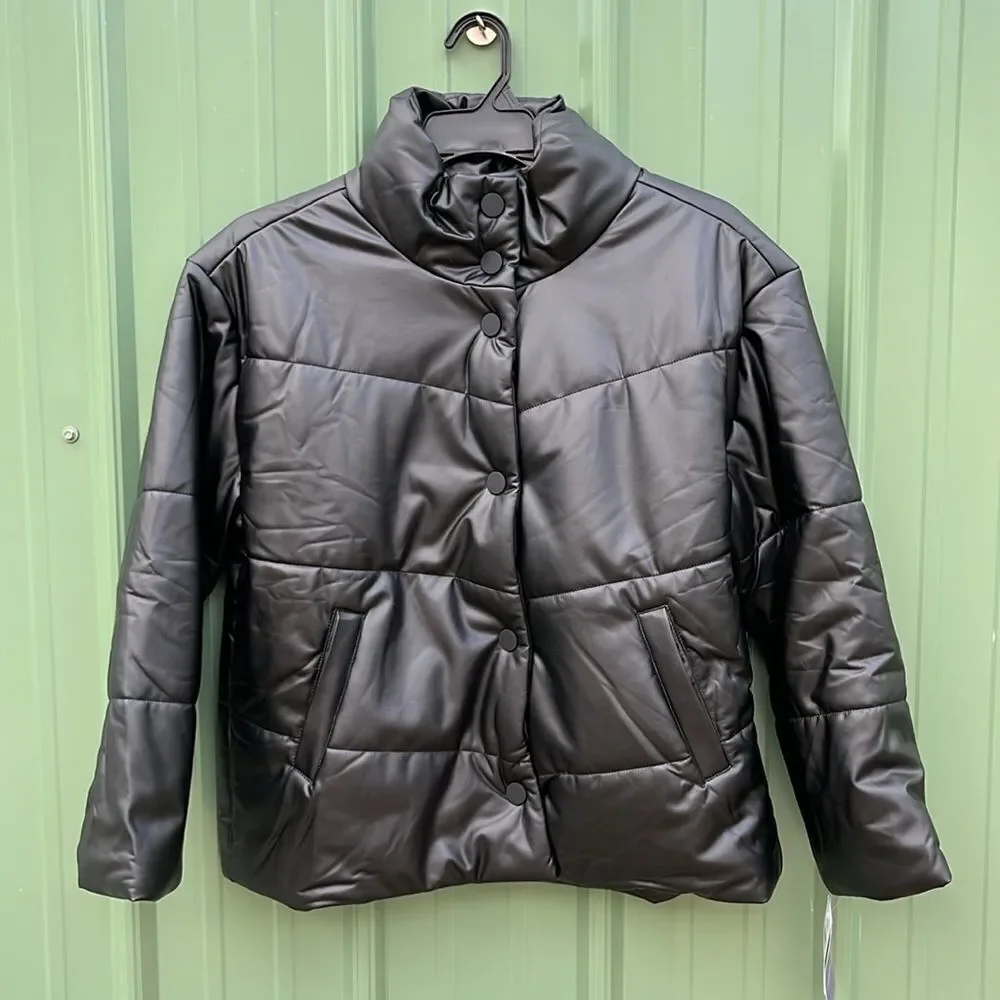 WIT & WISDOM Faux Leather Puffer Jacket Size L